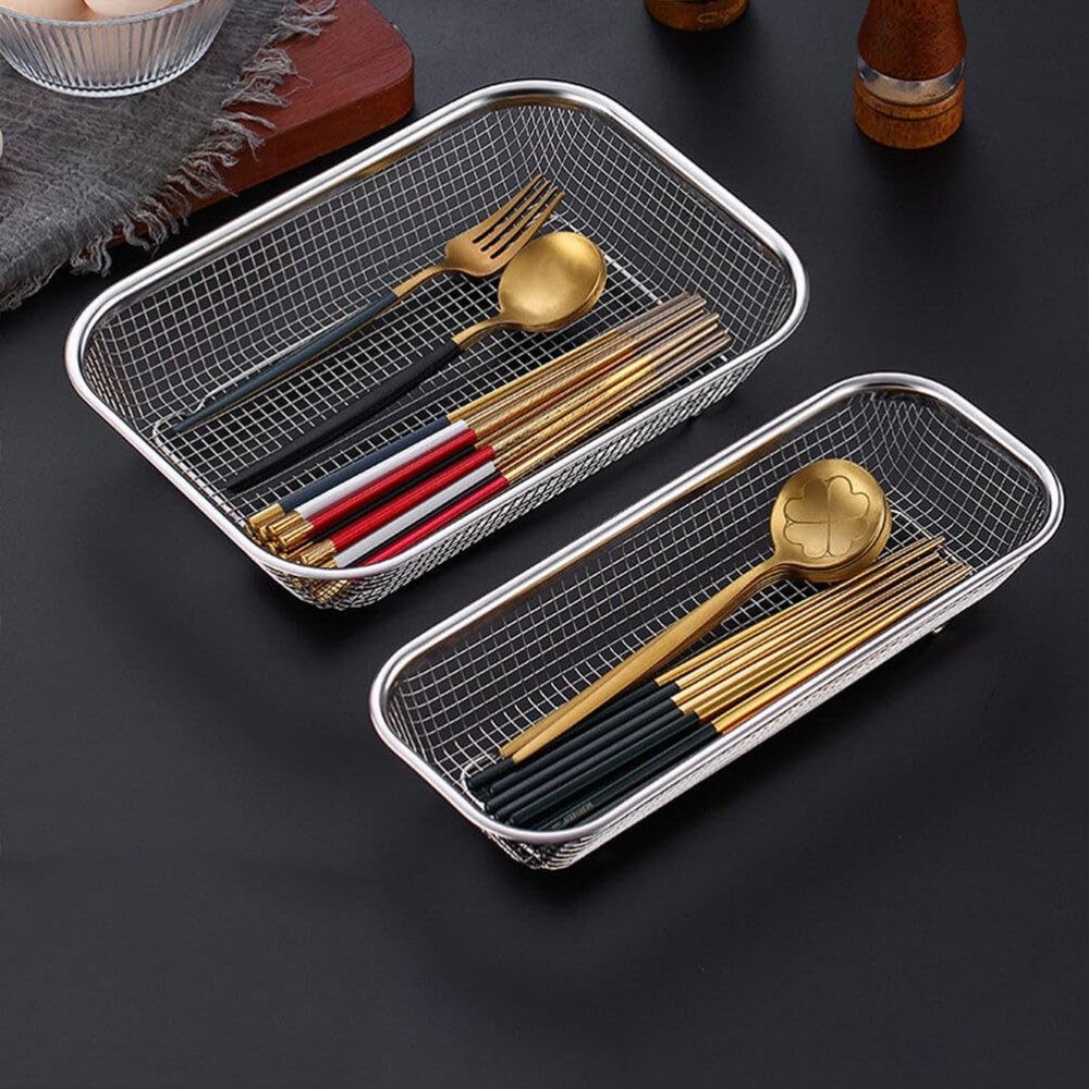 Stainless Steel Rectangular Colander 14.56X10.62X2.95 Inch Multi-Function Mes...