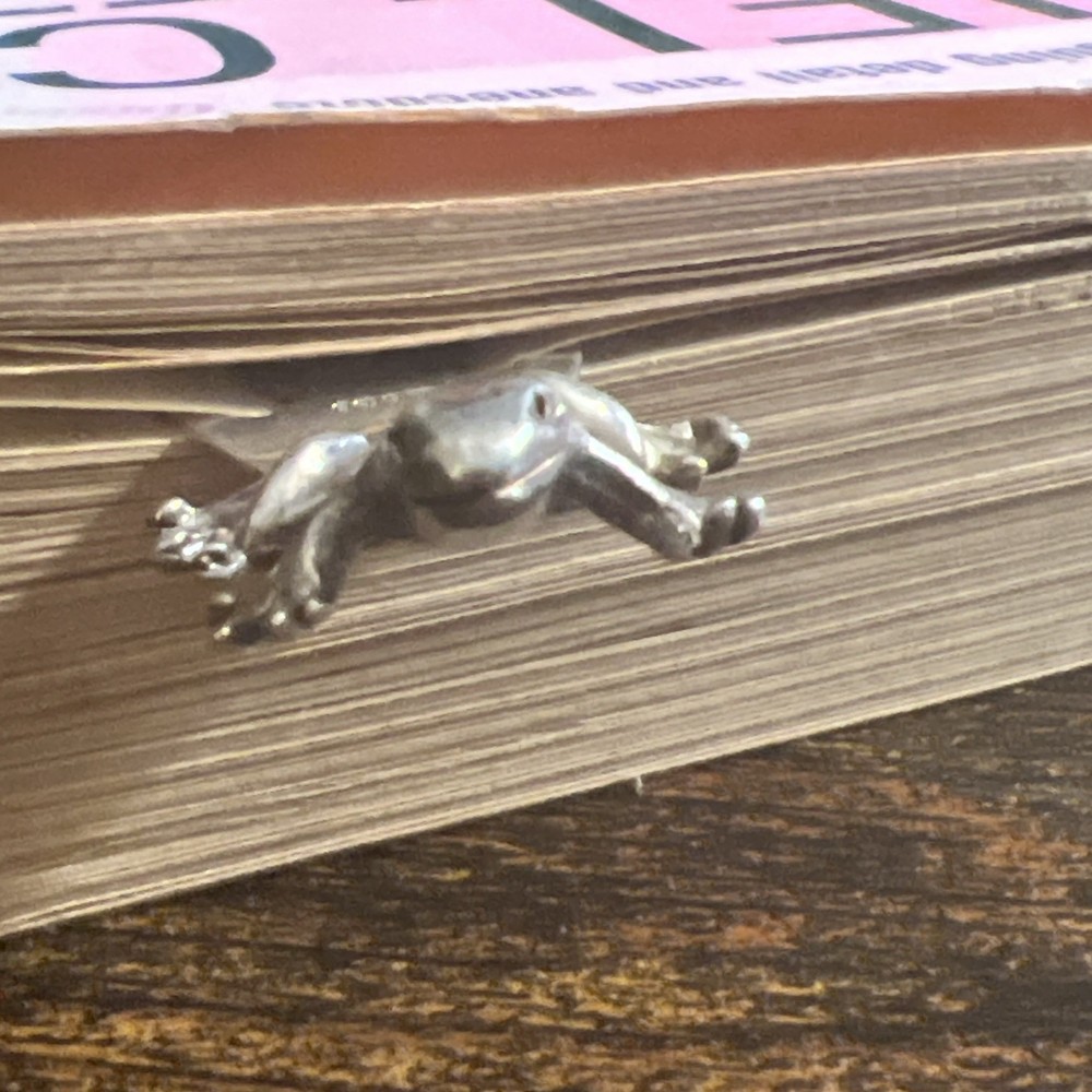 Beautiful 925 Solid Sterling Silver frog toad cute Bookmark 7cm 10.40g