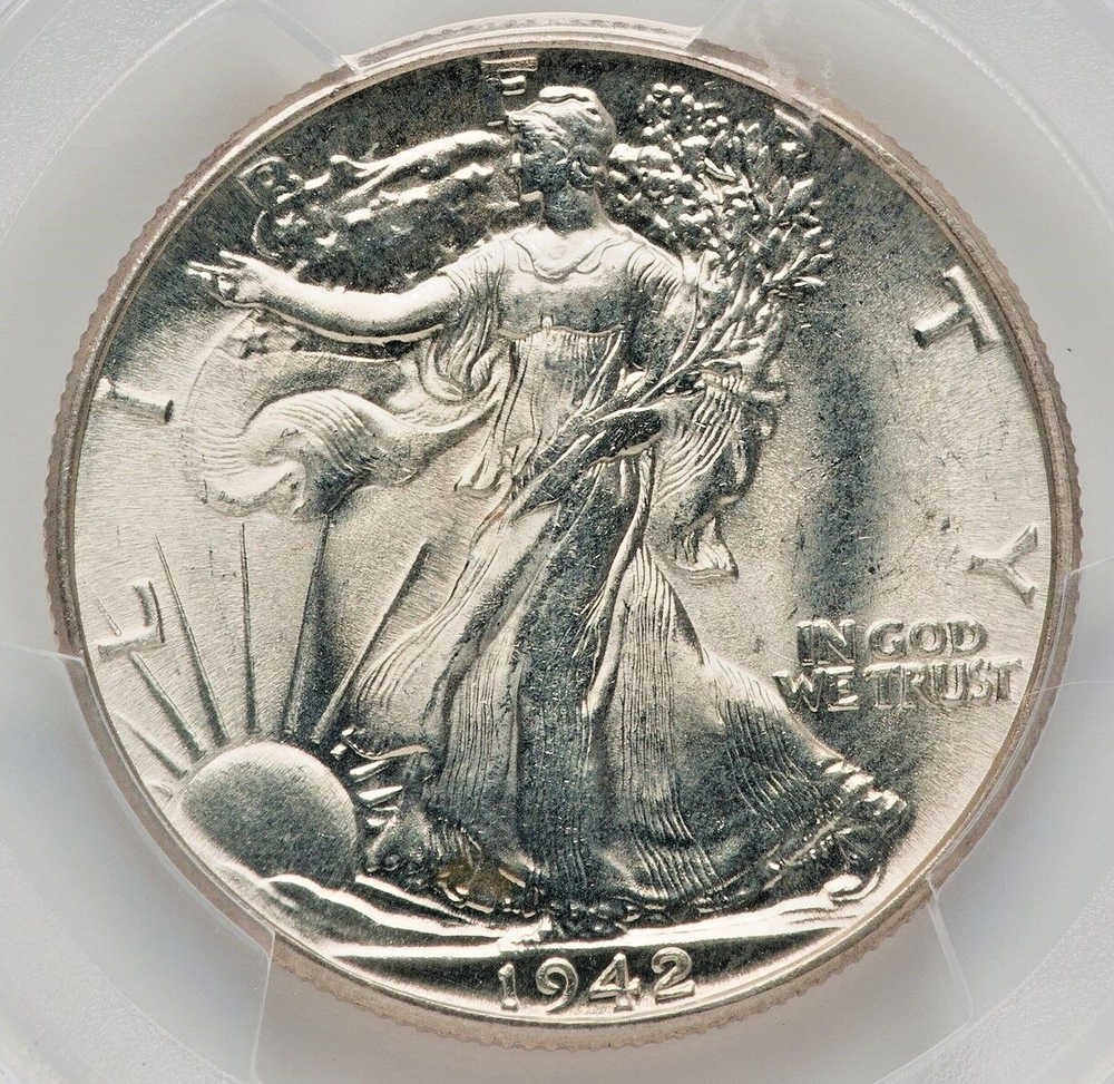 1942 LIBERTY WALKING HALF DOLLAR PCGS MS66