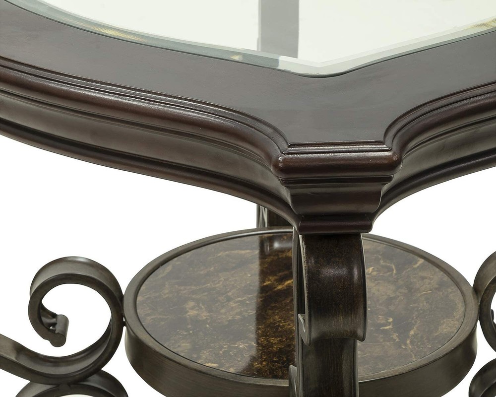 Console Table Glass Table Top Sofa Table End Table w/ Storage Shelf Living Room