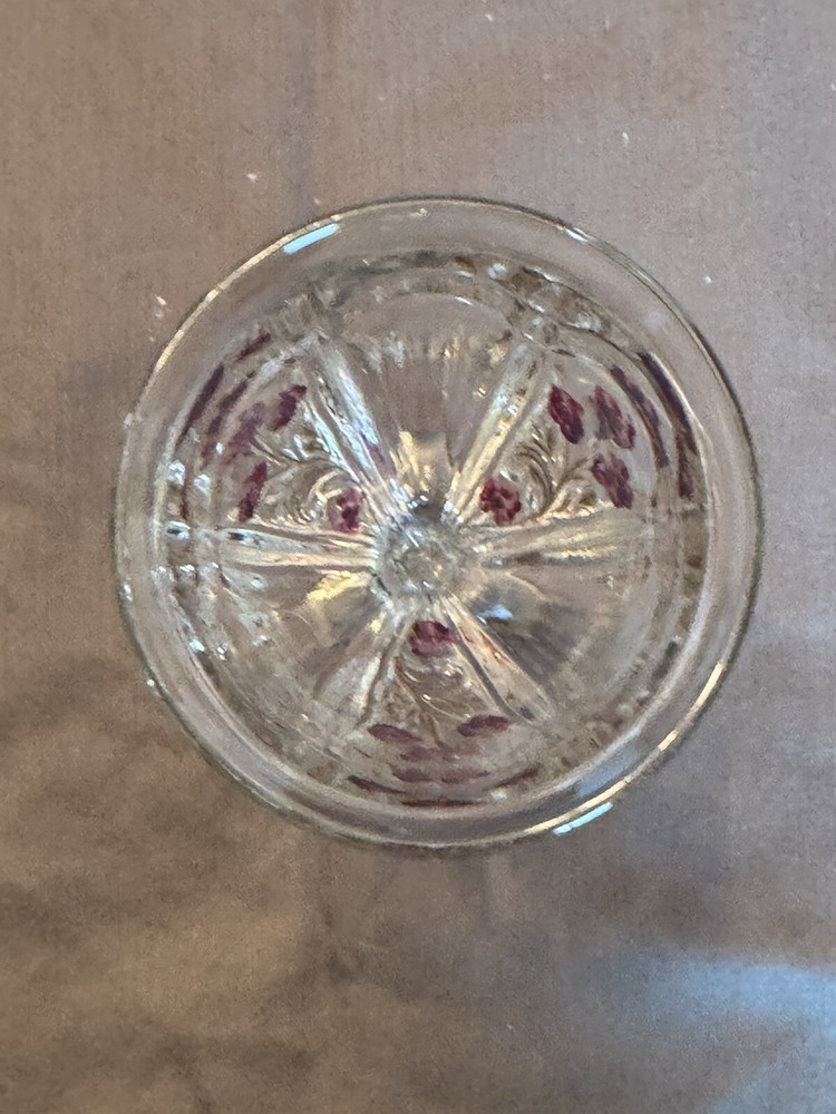 Antique EAPG Pattern Glass Cranberry Flowers 4.75"