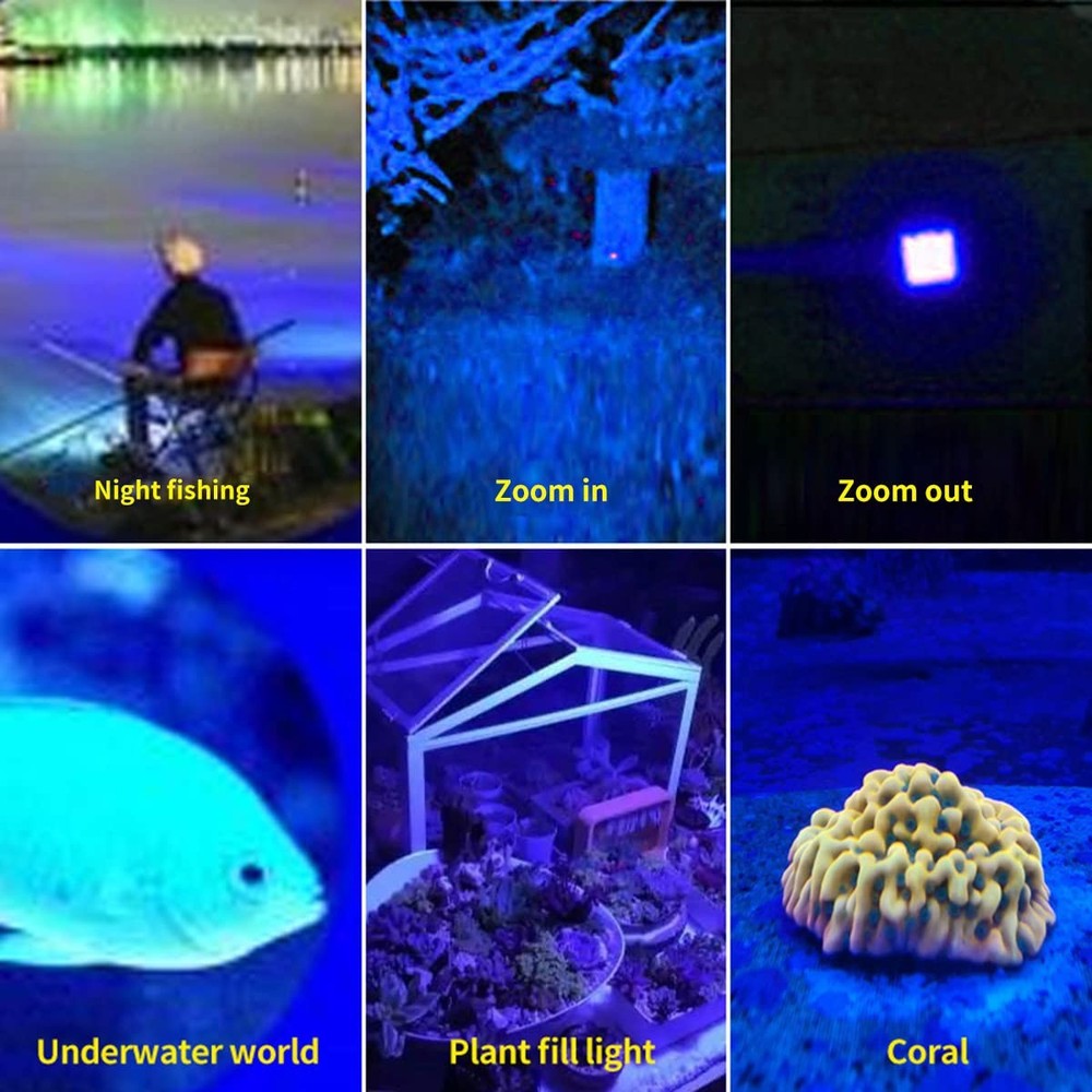 YZYOE Rechargeable Multi Function Flashlights 4 Color Lights, Black Light UV ...