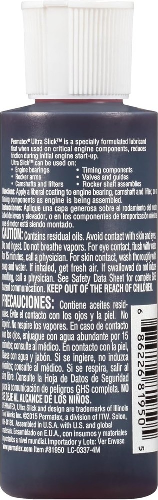 Ultra Slick Engine Assembly Lube, 4 oz. , Red