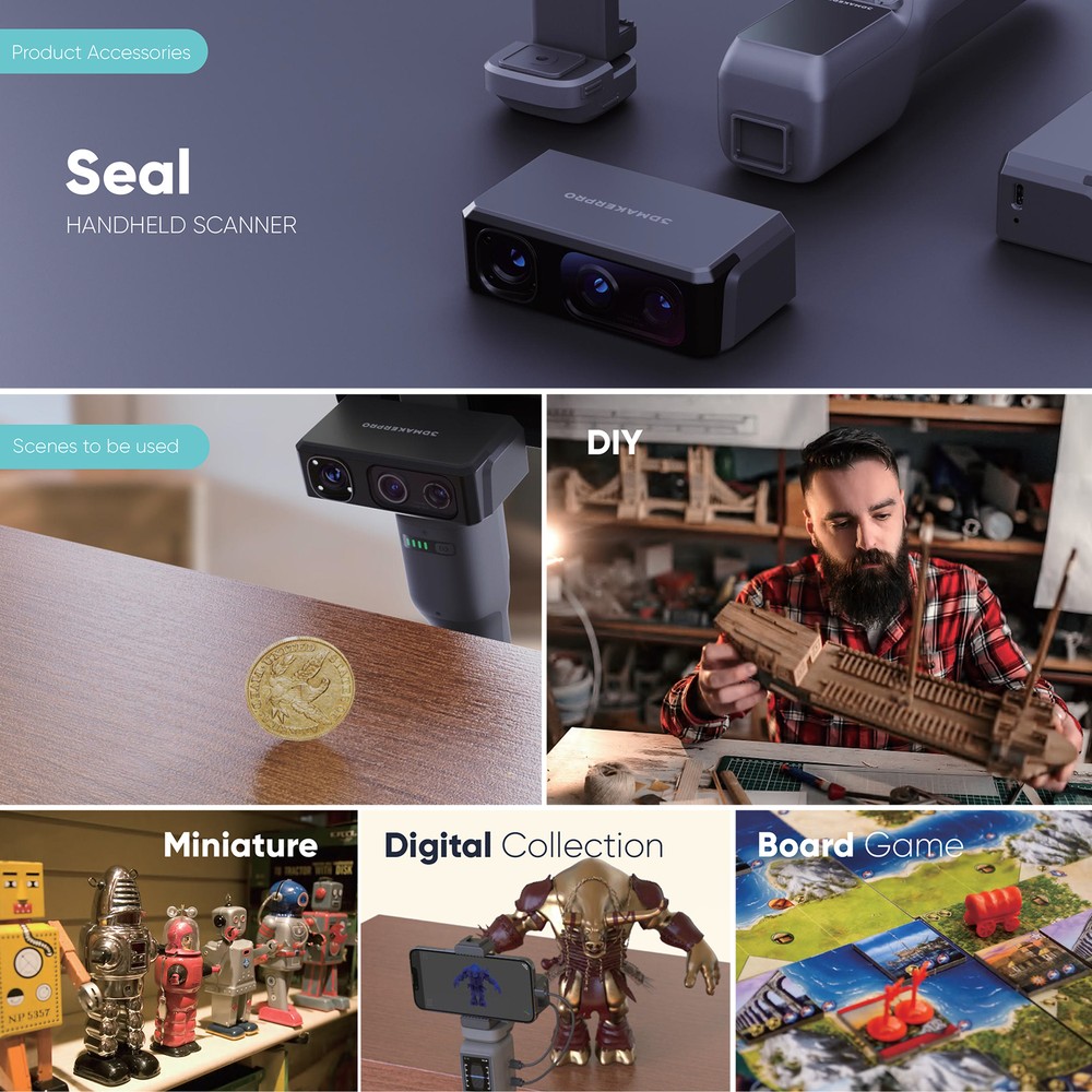 3DMakerpro Seal Handheld 3D Scanner 0.01mm Accuracy 10FPS for 3D Printer D4J9