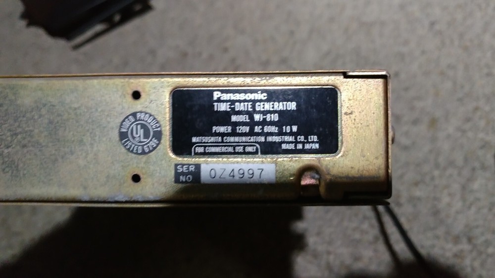 Time Date Generator Panasonic Model Wj-810 Rack Mount