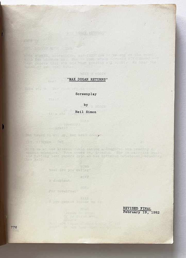 MAX DUGAN RETURNS Original 1982 Movie Script by Neil Simon (Robards & Mason)