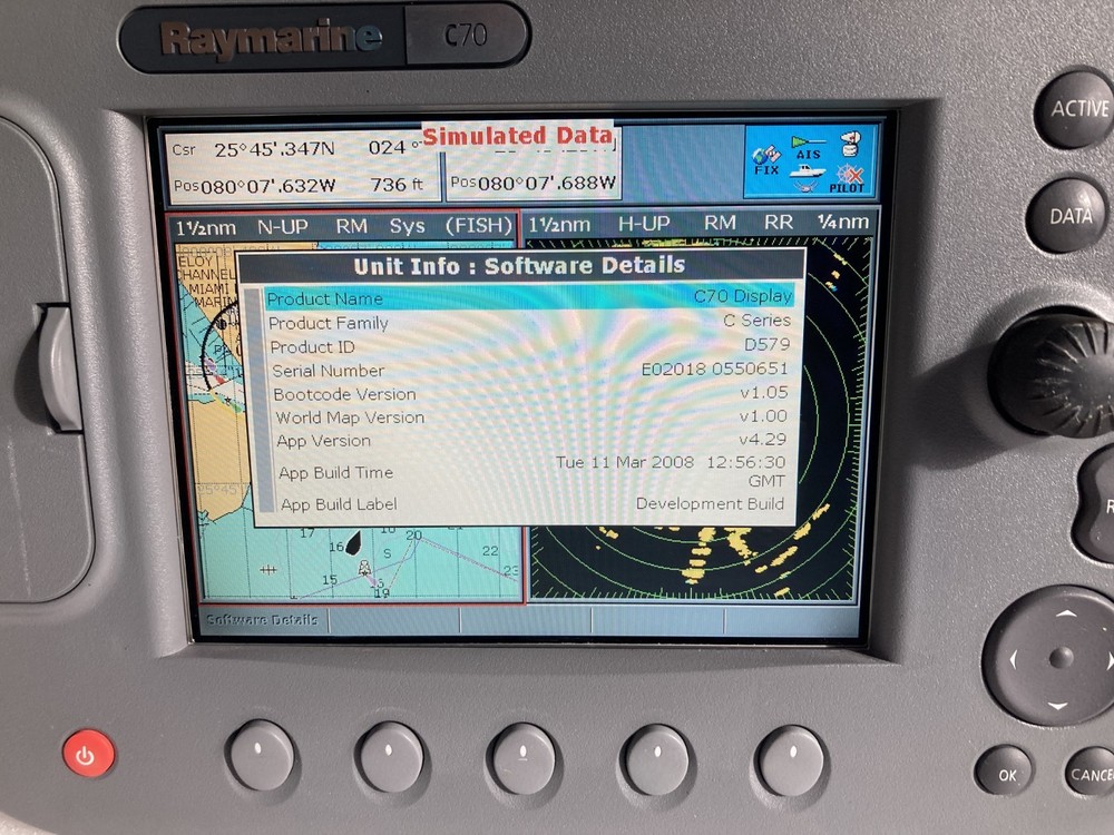 Raymarine C70 MFD Chartplotter GPS Radar E02018 w/ Cover, Bezel, Power – Tested