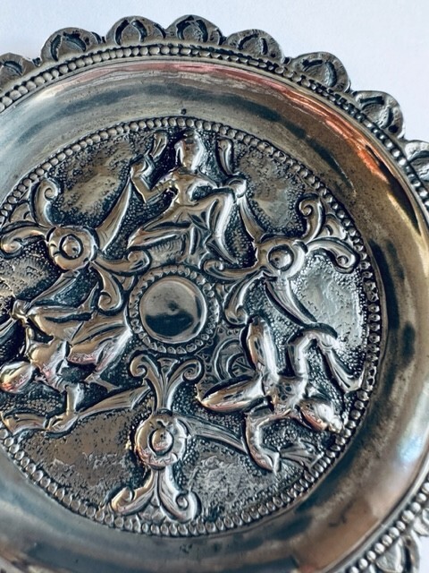 Vintage Ornate Solid Silver Small Dish Indian Pursian Table Ware 38.68grams 