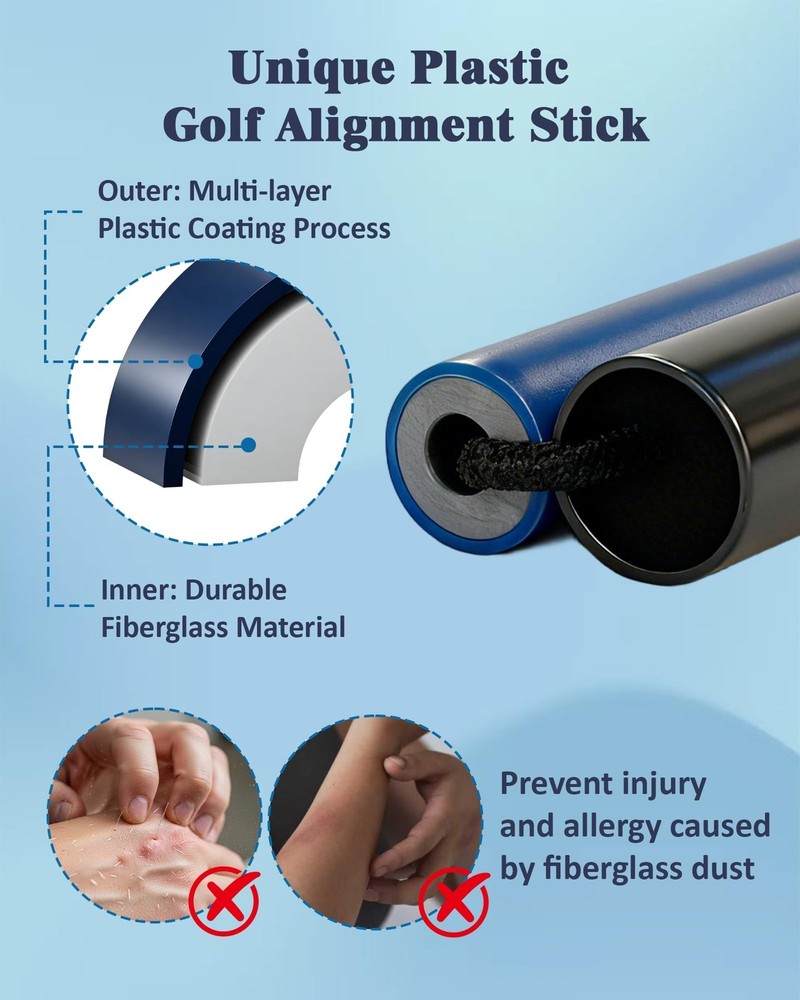 Golf Alignment Sticks, 2 Pack Plastic 49" Collapsible Alignment Stick Golf Pr...