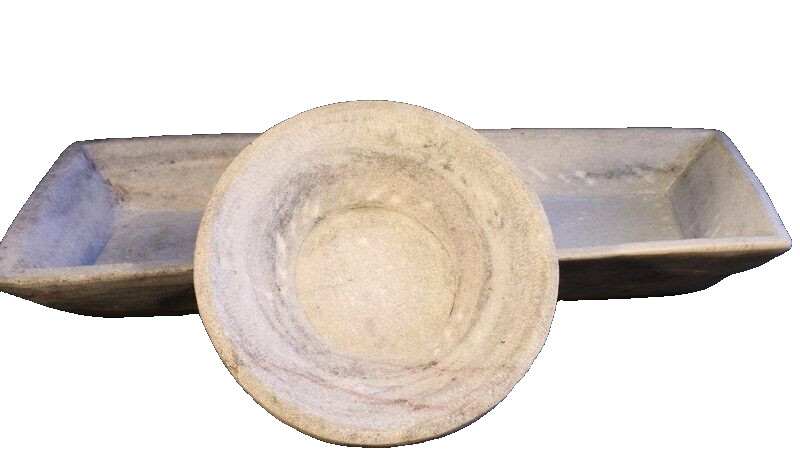 Hand carved white Marble round plate 9.25"