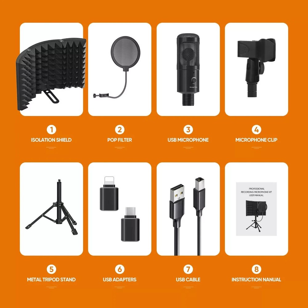 SwaykTech Studio Recording Microphone Isolation Shield with Pop Filter and Metal