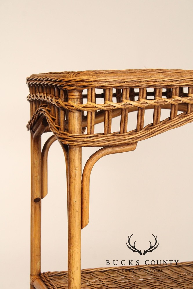 Vintage Bamboo and Wicker Etagere