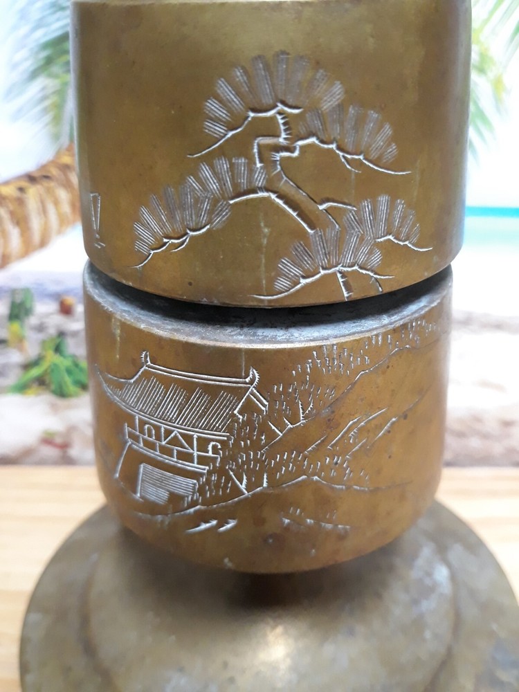Solid Brass Asian Stacked Three Tier Bell with Chicken Finial