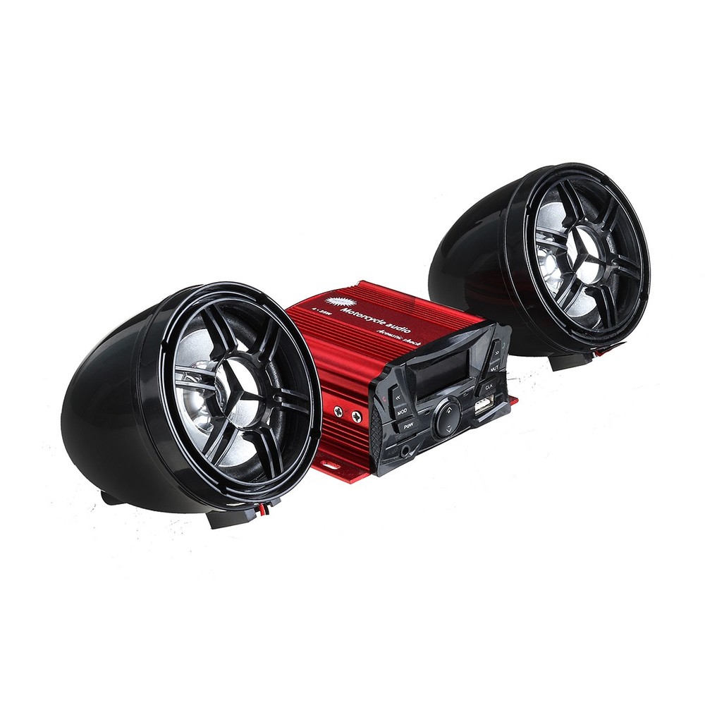 12V Motorcycle Audio bluetooth Remote Control Speaker Sound System SD USB MP3
