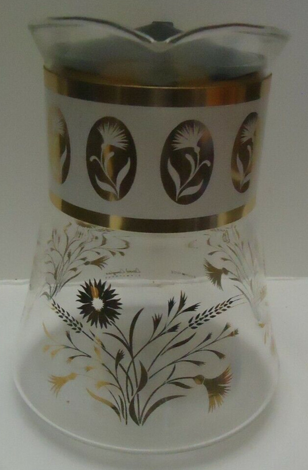 Vintage David Douglas 6 Cup Flameproof Ice Tea Maker Gold Wheat Thistle Pattern