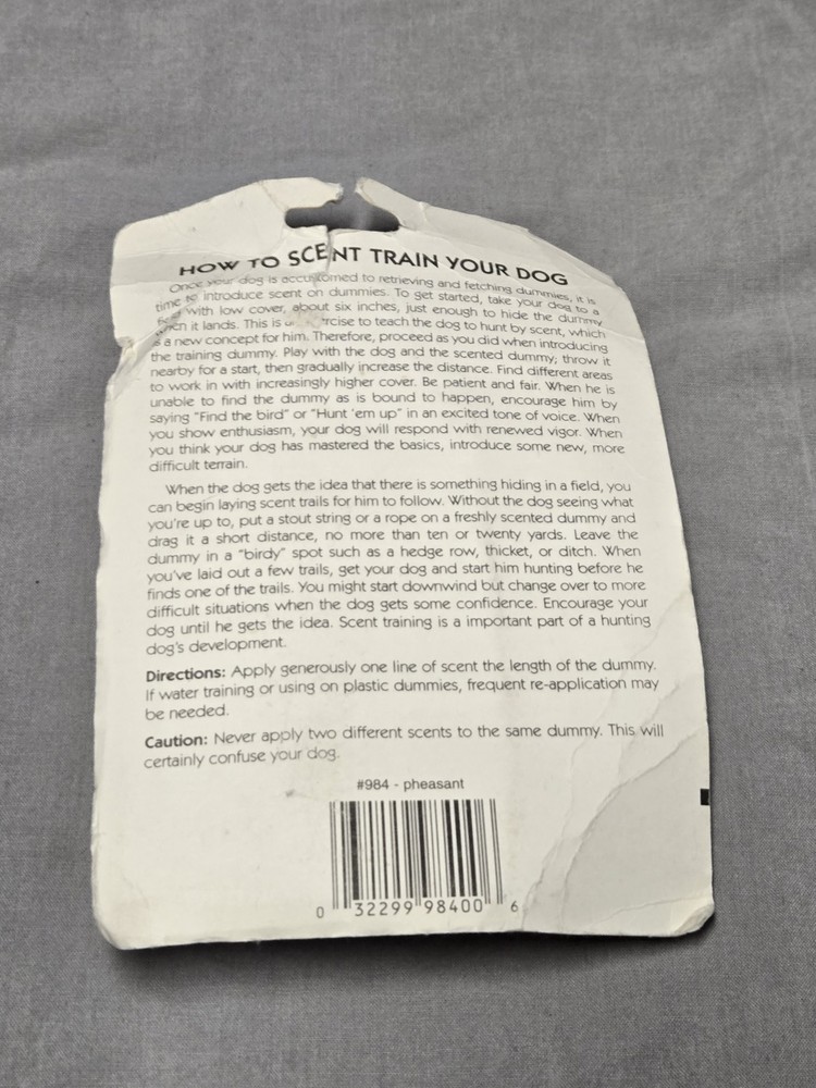 Hallmark Systems Dog Training Pheasant Scent 4 oz. Bottle NOS