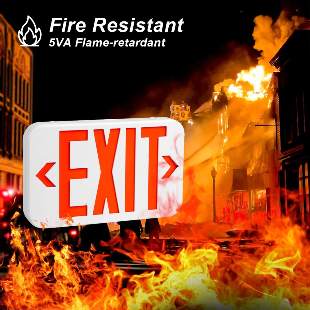 Red/Green LED Exit Sign, Commercial Emergency Exit Light with Battery Backup,...