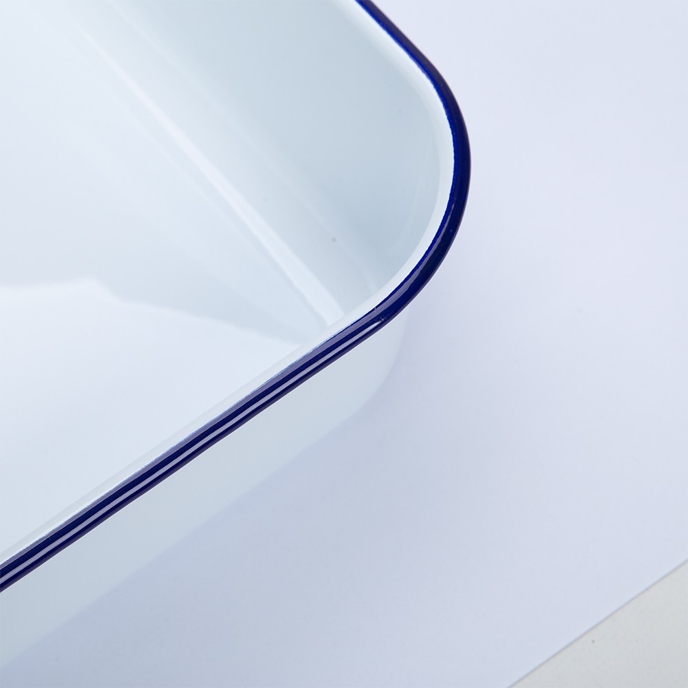 Falcon Enamel Deep Roasting Pan White & Blue 41cm