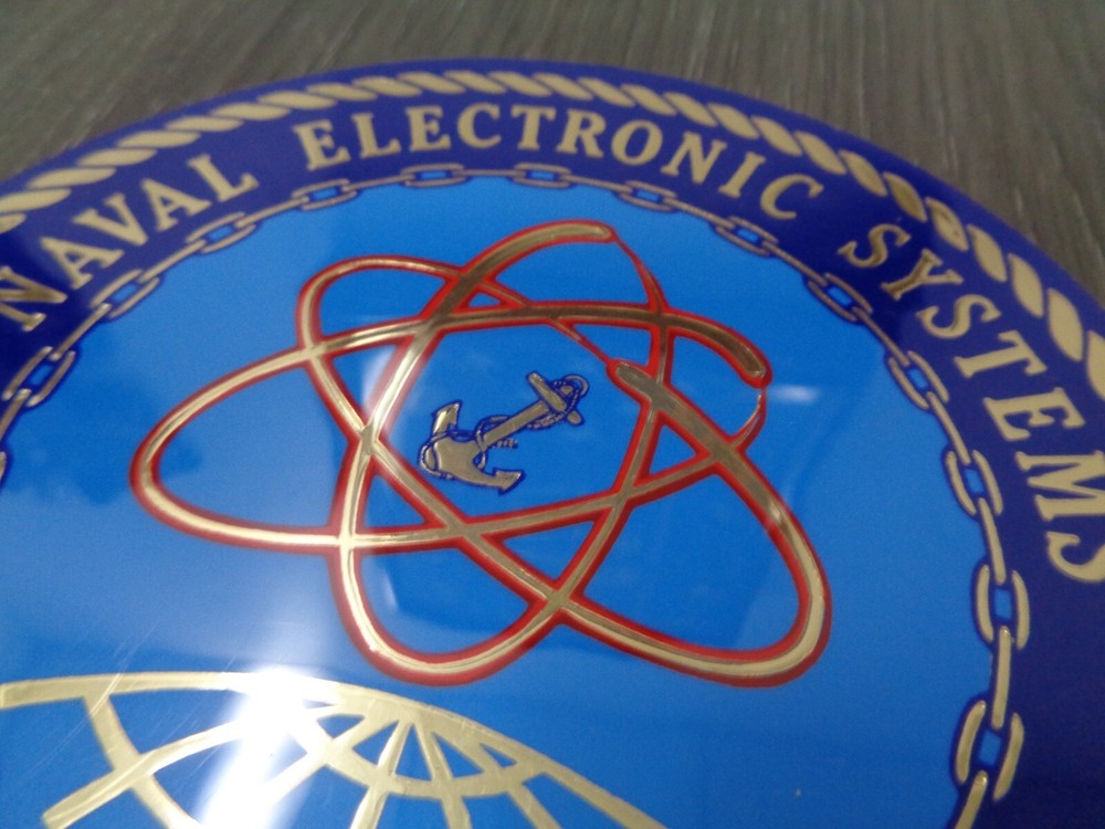 US NAVY STICKER / DECAL NAVAL ELECTRONIC SYSTEMS COMMAND MED 4 INCH ROUND