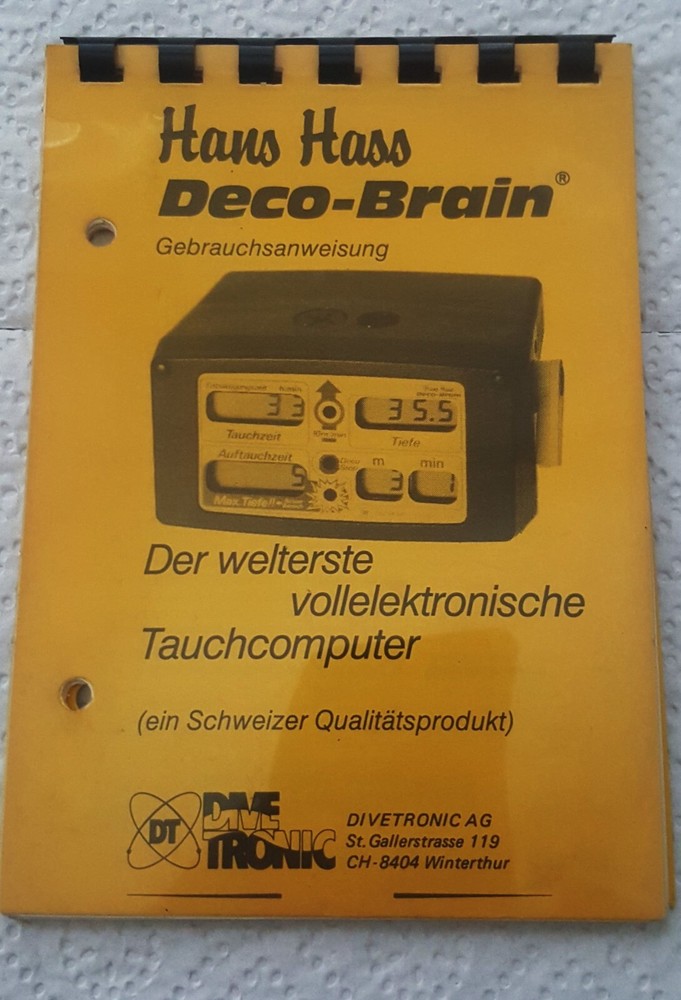 Copy from Manual for Hans Hass Computer Deco-Brain dive computer intr. 1982