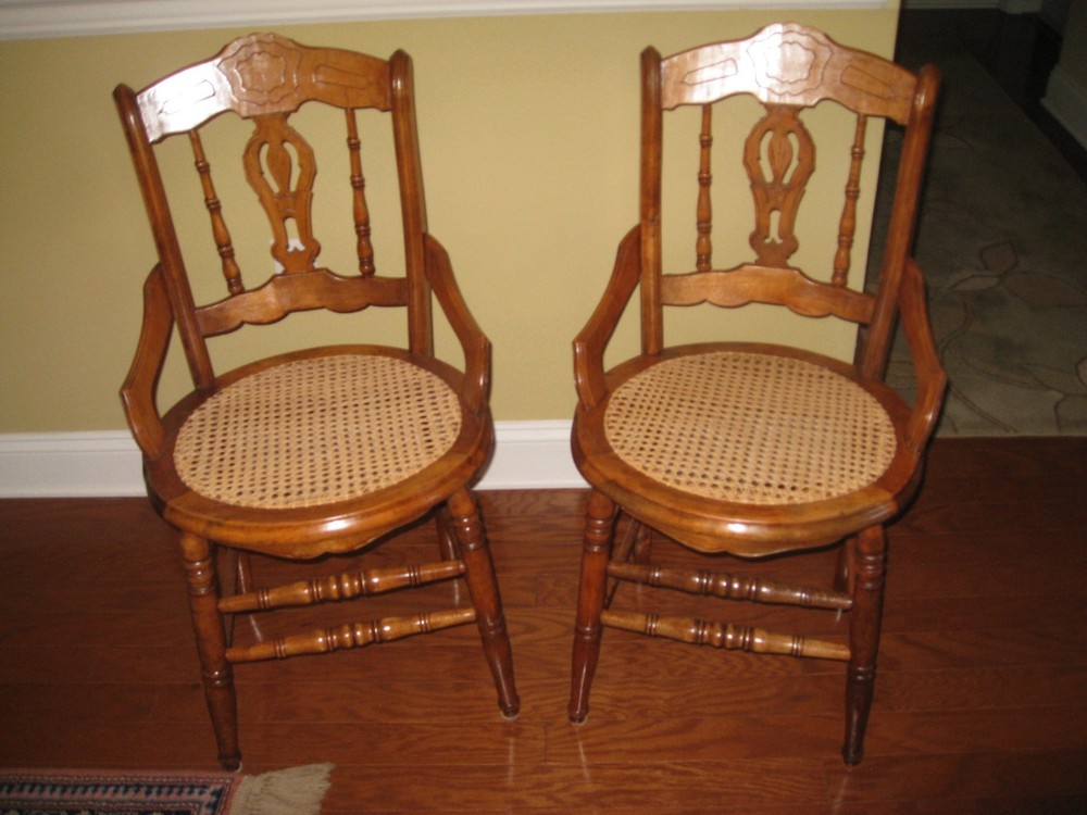 2 Antique Victorian caned chairs