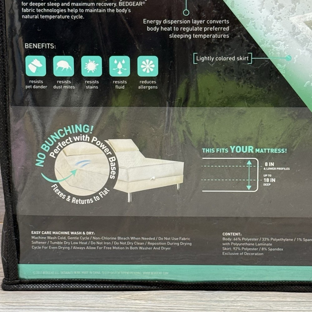 Bedgear Ver-Tex 6.0 Split Cal King Performance Mattress Protector Cool Touch