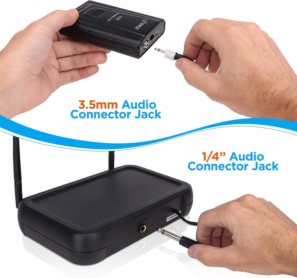 Dual-Channel Wireless Microphone System-Vhf Fixed Dual Frequency Wireless Mic Re