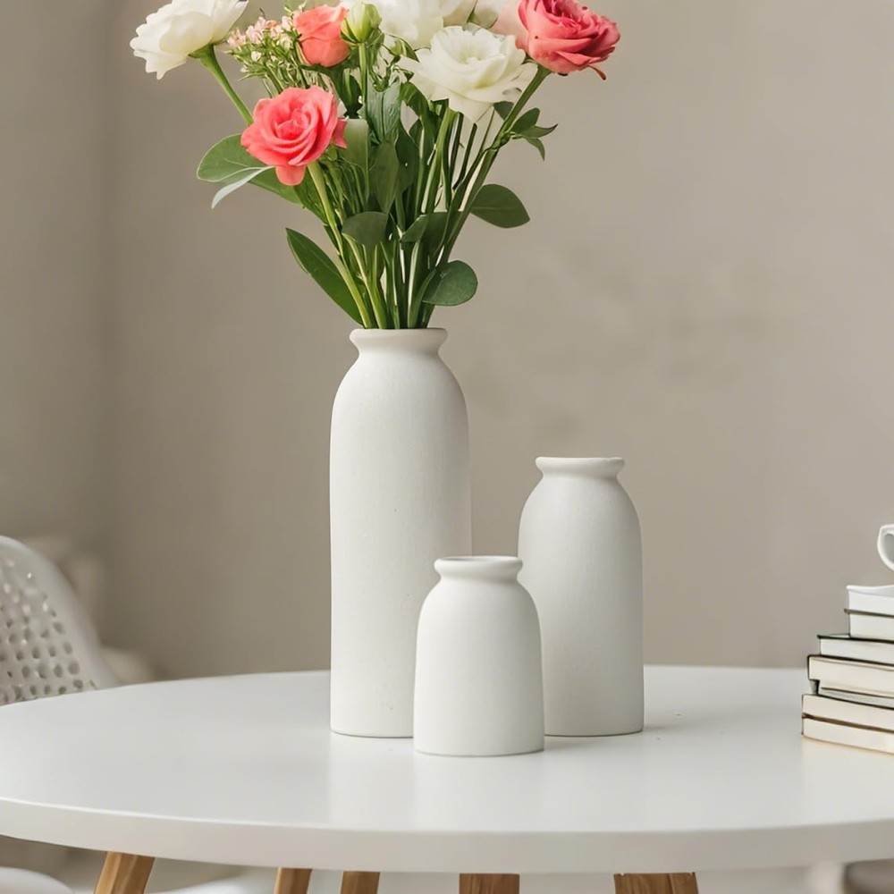 Ceramic Vase Set Small Boho Farmhouse Decor