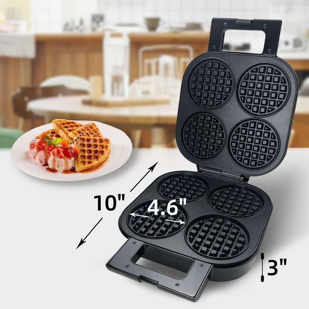 4 Slice Waffle Iron - 1300W Efficient Non-Stick Design for Perfect Breakfasts