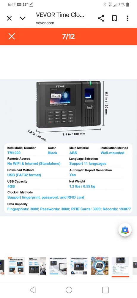 Time Clock, Fingerprint Time Clock
