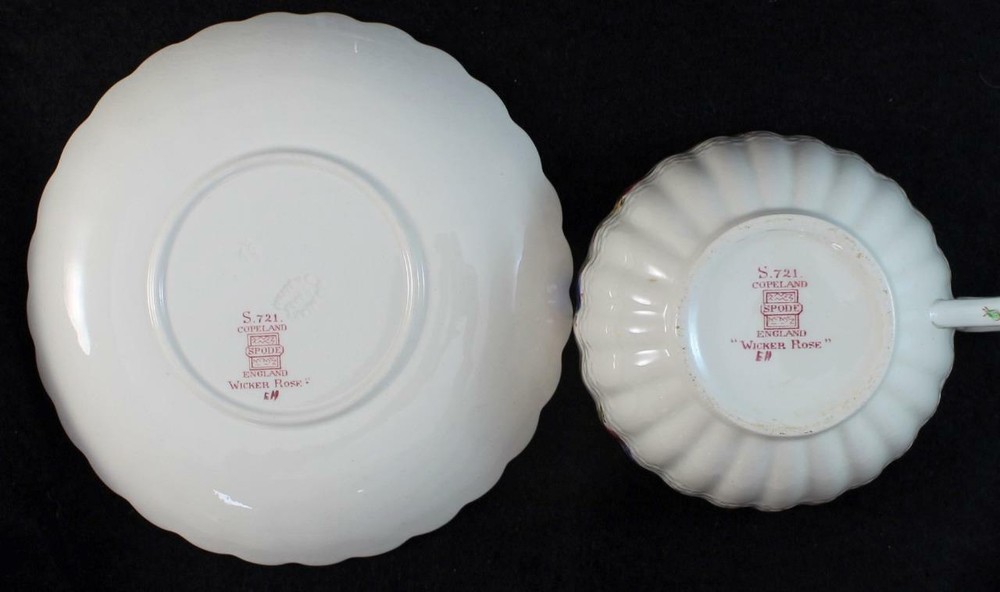 Spode WICKER ROSE Flat Cup & Saucer S721 GREAT CONDITION