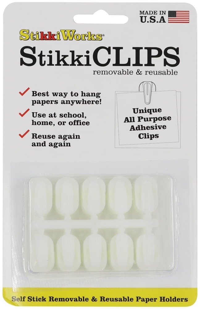 Stikki Works White Clips 20 per Pack Teacher Classroom Aid Standard,