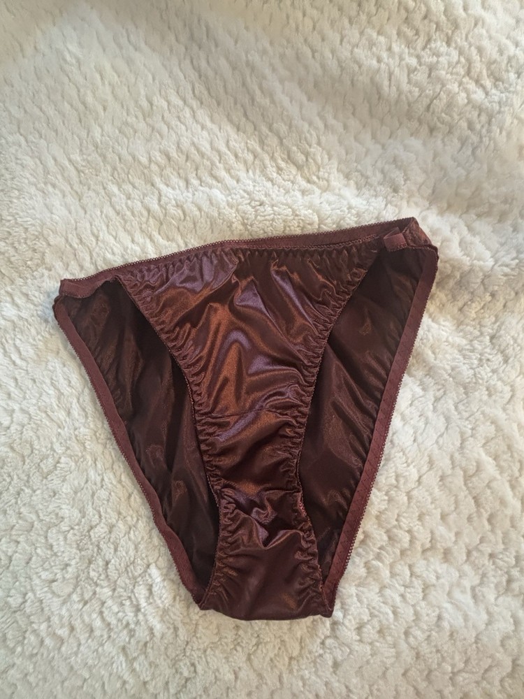 VTG Bronze Satin String Bikini Panties Size 7/L