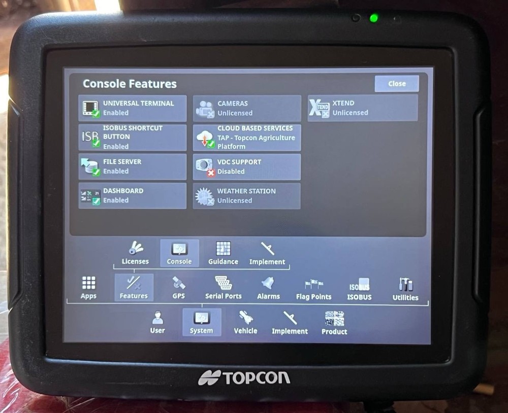 Topcon x25 Display Console P/N: AGA4397 Auto Steer Auto Section Control