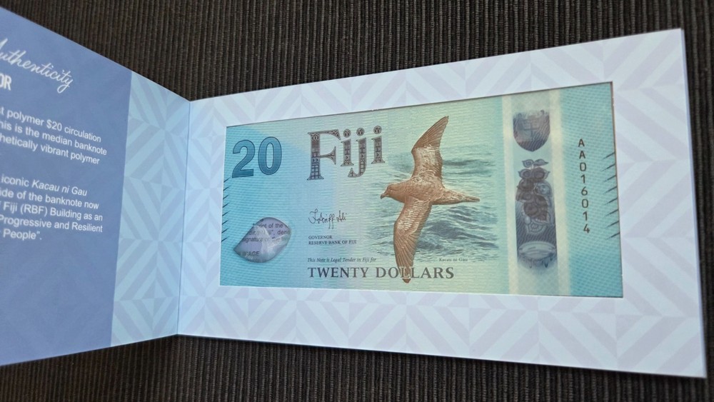 FIJI $20 Dollars 2026 First Prefix AA UNC Polymer Banknote Folder