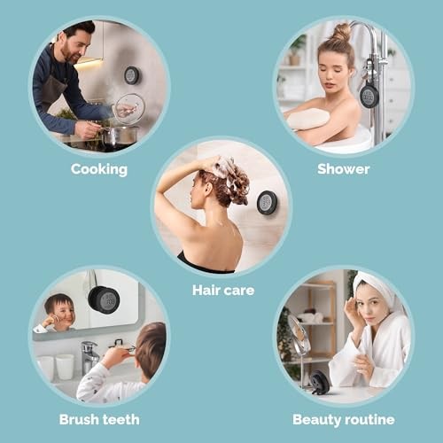 Shower Timer Clock Waterproof Bathroom Timer – Digital Wall Clock with Black