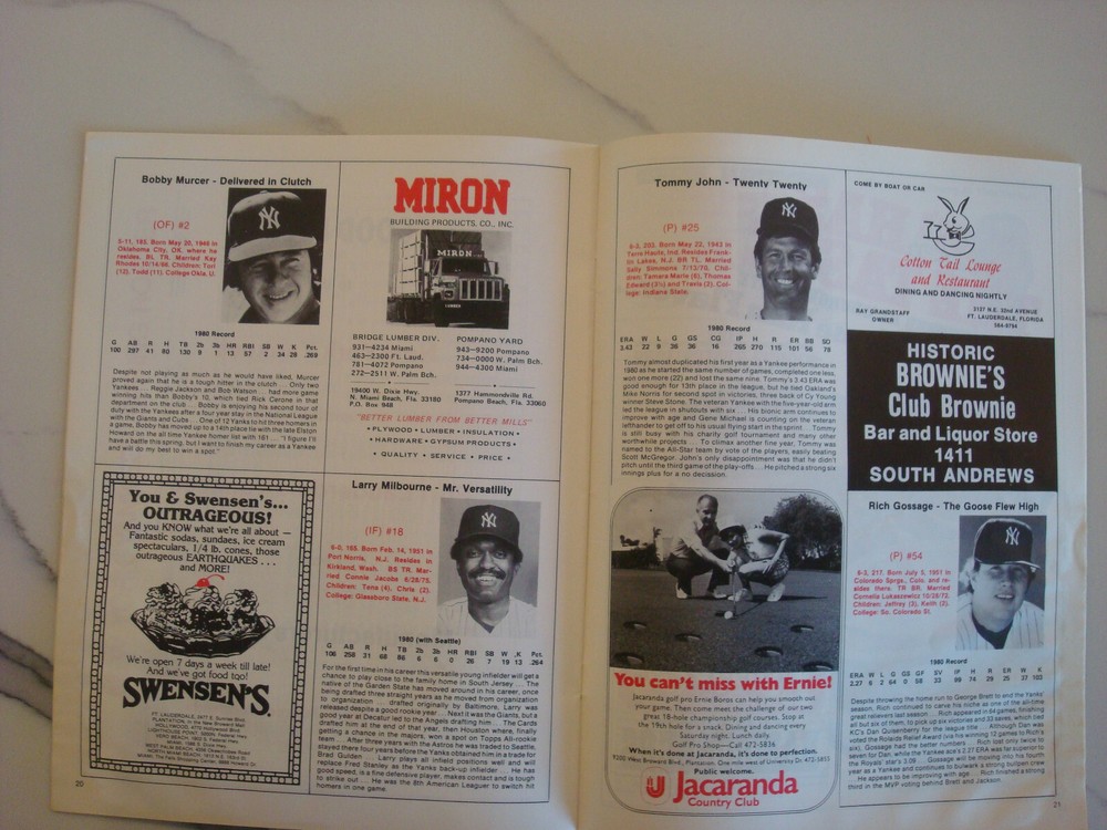 Yankees 1981 Spring Program Un scored