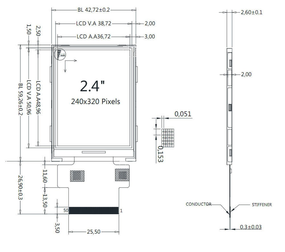 Color 2.4" inch TFT LCD Module Display 240x320,Serial SPI w/Touch Panel,Tutorial