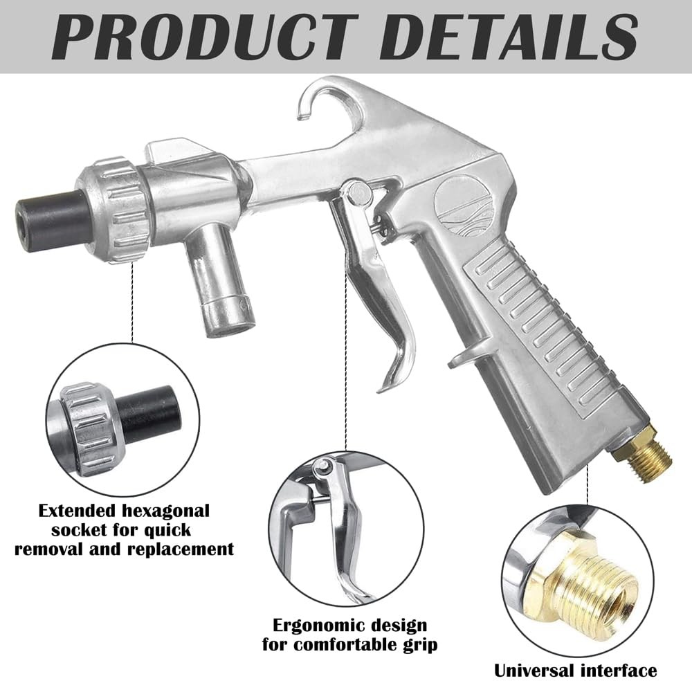 Sand Blasting Kit Sandblaster with Hose and Multiple Nozzle Sizes Rust Remove...