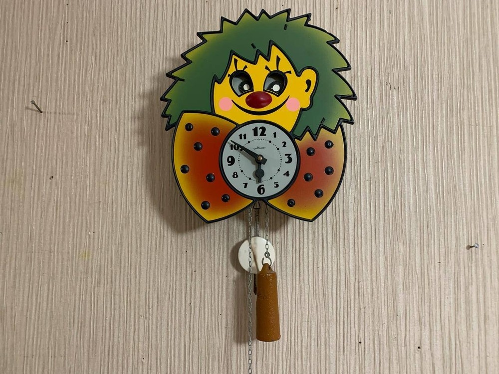 New Vintage Clock Soviet Mechanical Clock Working Soviet CLOWN Wall Clock