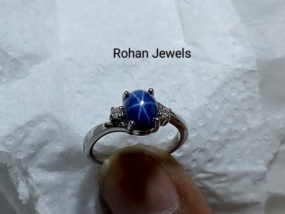 Blue Lindy Star Ring 925 Sterling Silver Lab Created Handmade Silver Ring