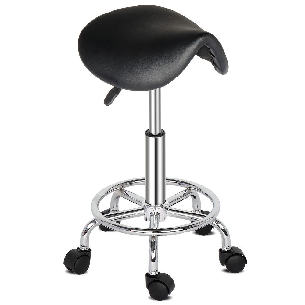 New Saddle Stool Ha Ha Feet Rotation Bar Stool Black - ---