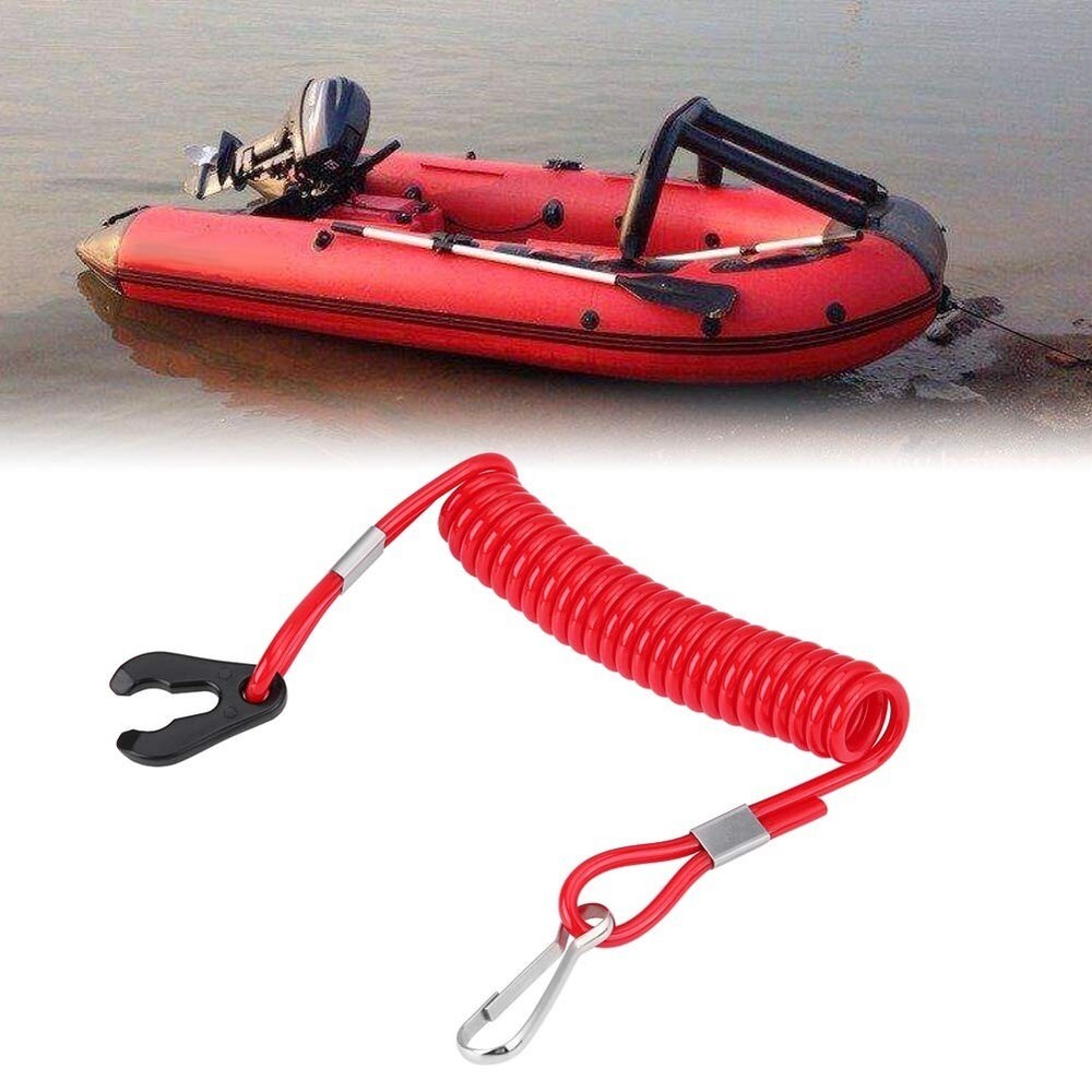 2 PCS Boat Motor Kill Stop Switch Key Emergency Stop Lanyard Rope Tether Clip