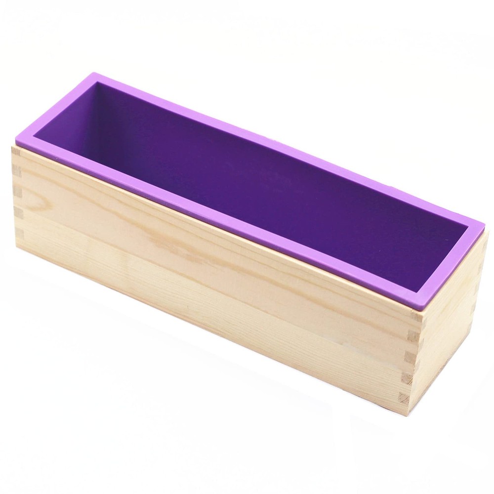 Flexible Rectangular Soap Silicone Loaf Mold Wood Box