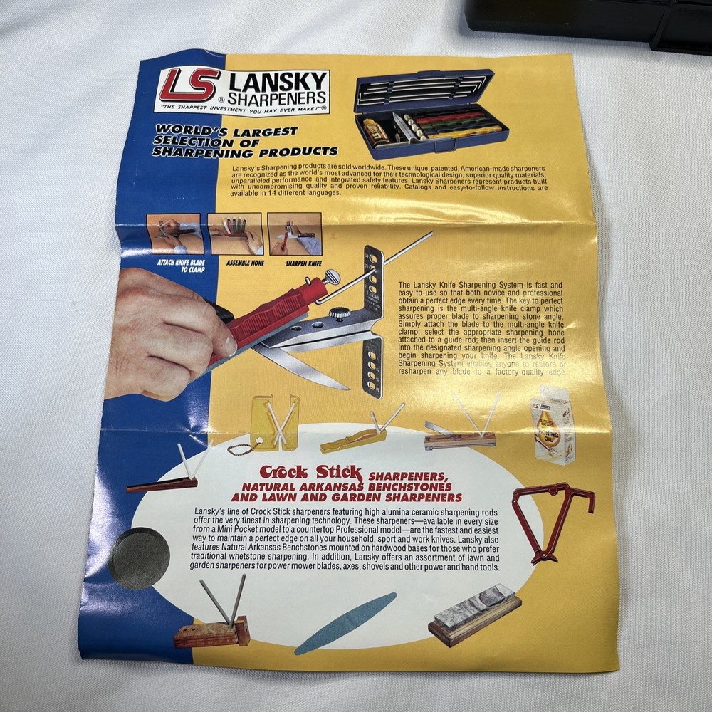 Lansky 3-Stone Knife Sharpening System Complete Starter Kit Vtg Angle Control