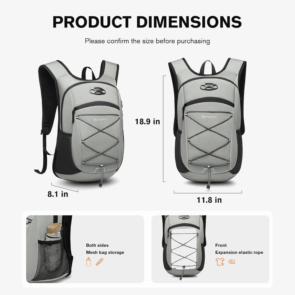 Ultra-Light Soft Daypack 15L/20L, Cushioned Breathable Back Panel Backpack, Ligh