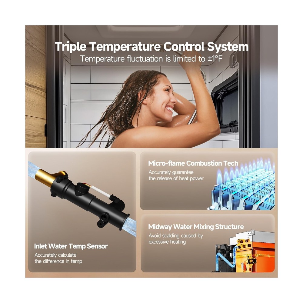 KINGRVER Tankless RV Water Heater 48,000 BTU, Instant On-Demand Hot Water, 12...
