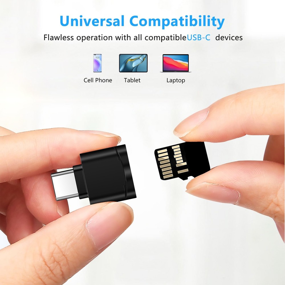 TF Card Reader, Micro SD Type C Memory Reader Black