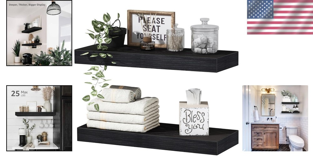 15.7'' Engineered Wood Floating Shelves - Functional Bathroom Storage Solution