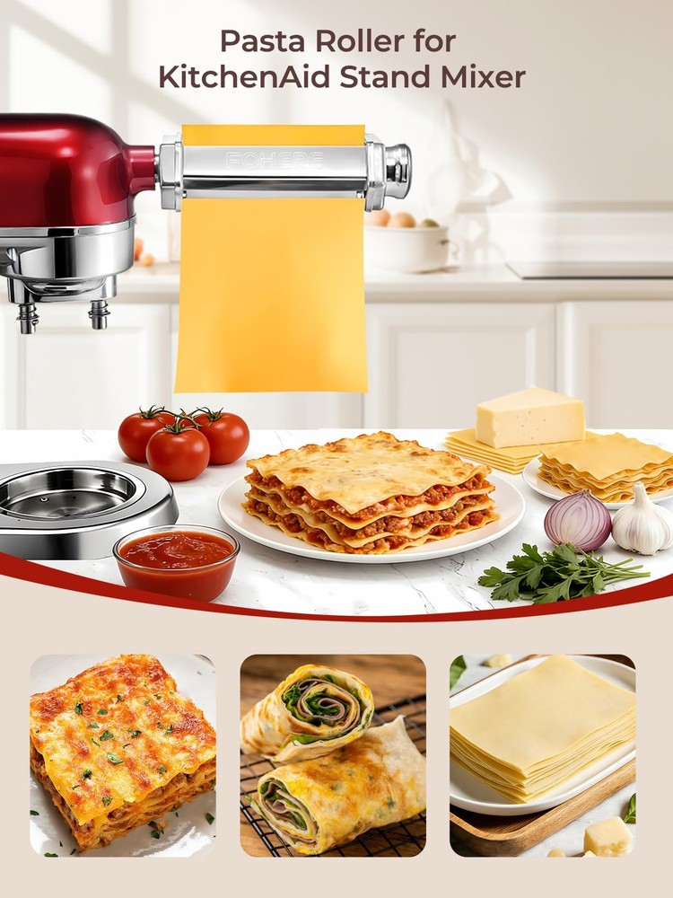 Pasta Roller Attachment for KitchenAid Stand Mixer, Pasta Maker Accessorie wi...